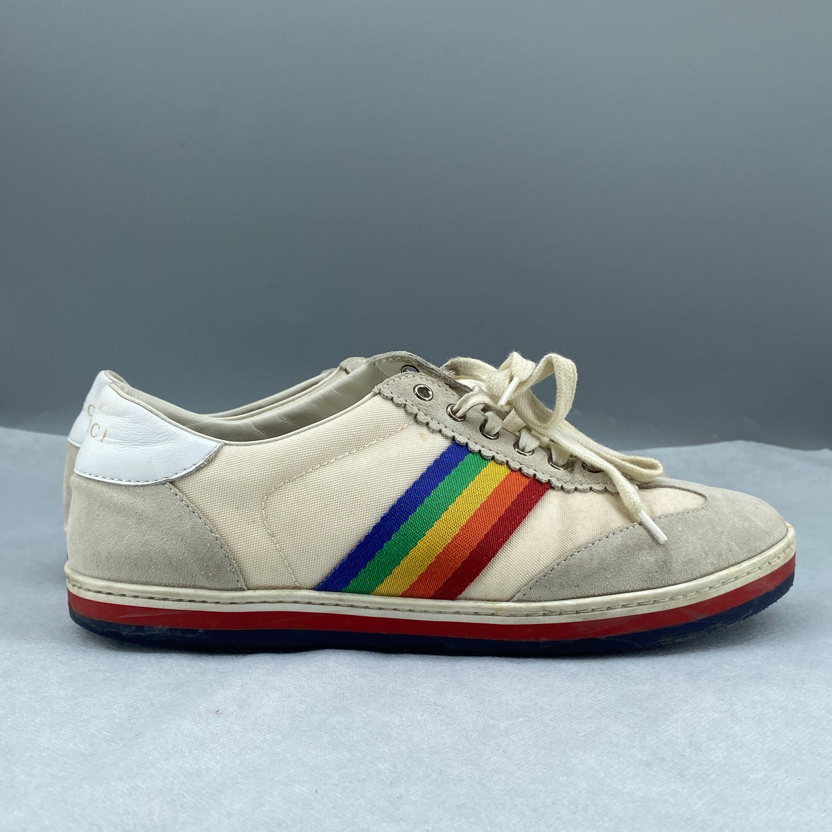 Gucci Rainbow Web Women Low‑Top Sneakers Size 37 cream