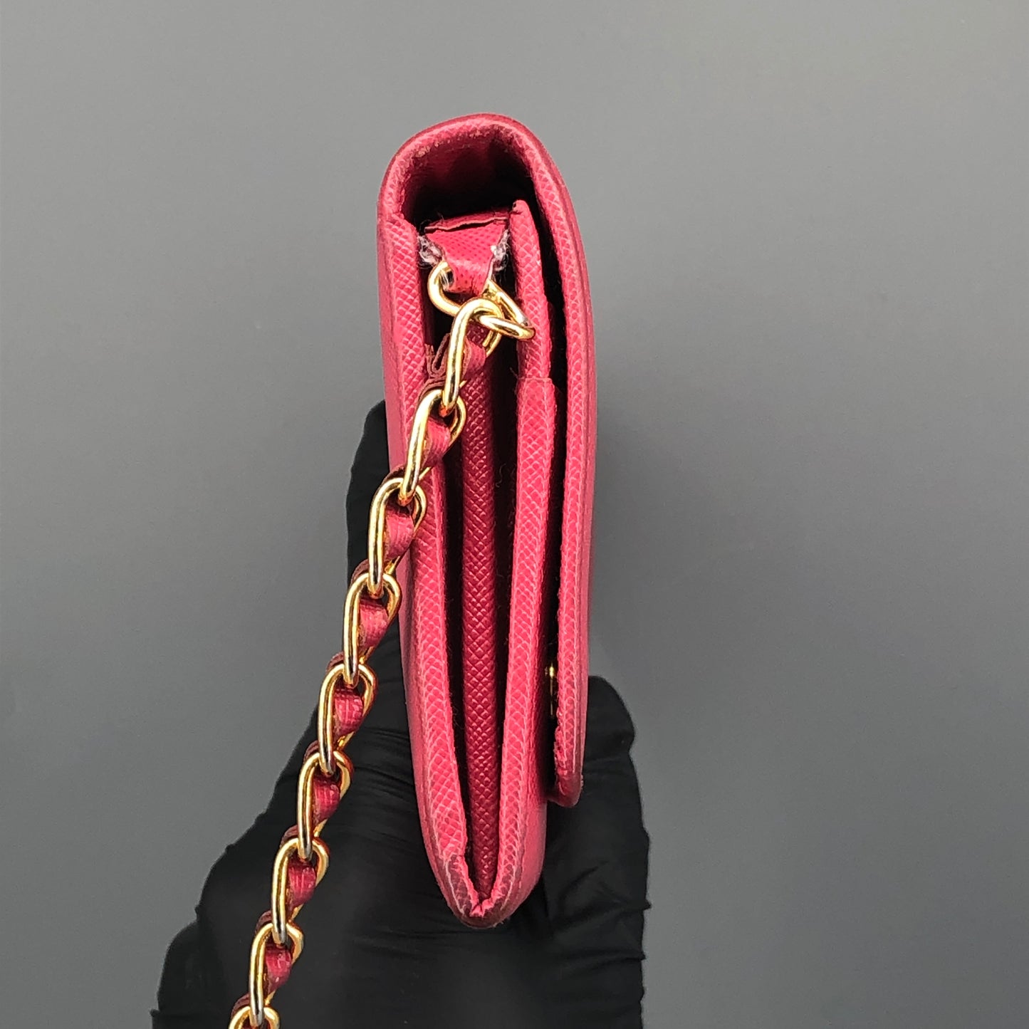 Prada Saffiano Leather WOC Wallet On Chain Hot Pink