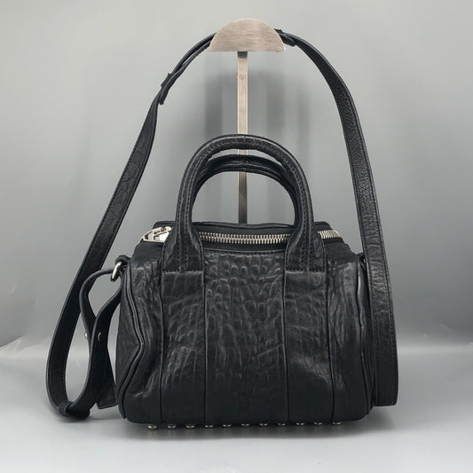 Alexander Wang Ruched Leather Studded Boston Bag Black