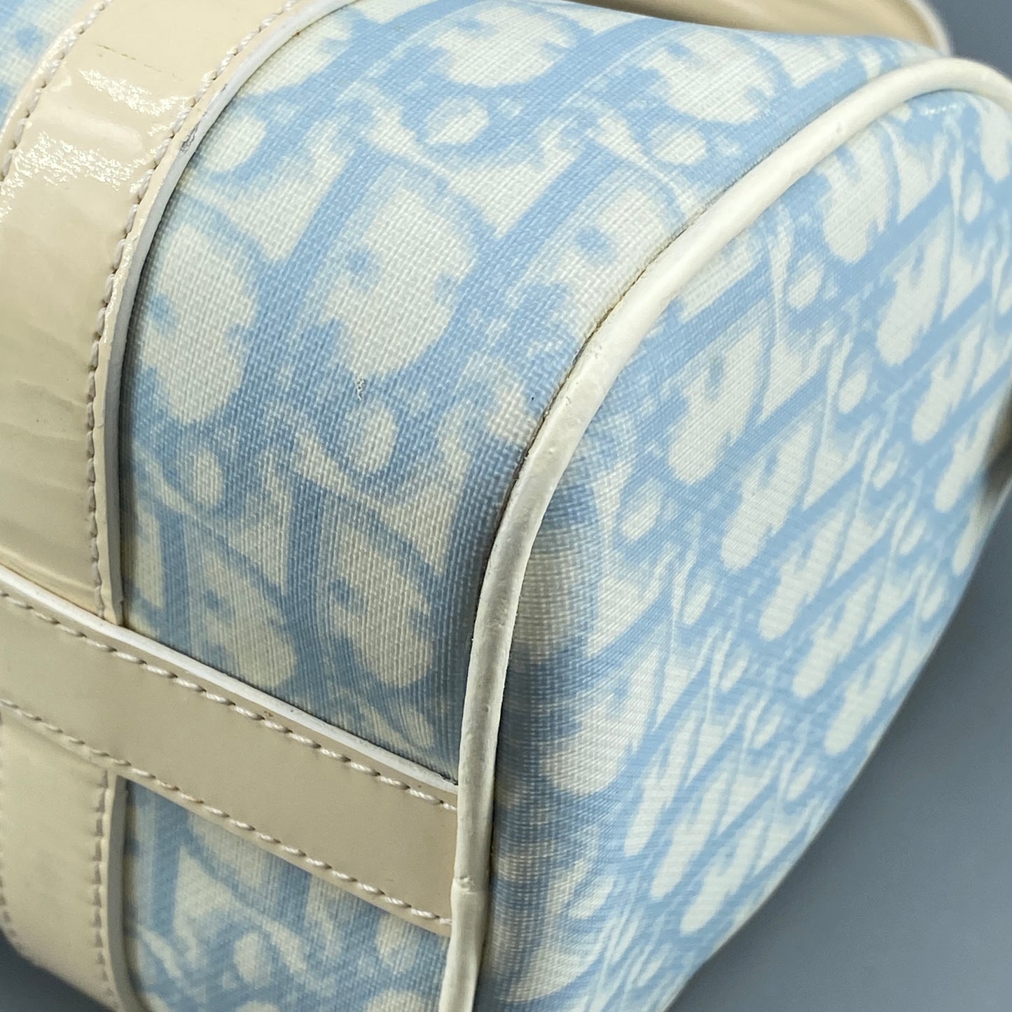 Christian Dior Vintage Oblique Boston Handbag cream/blue