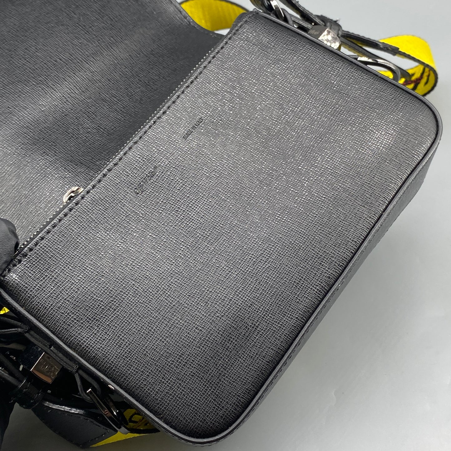 Off White Black Diagonal Stripe Leather Crossbody Bag