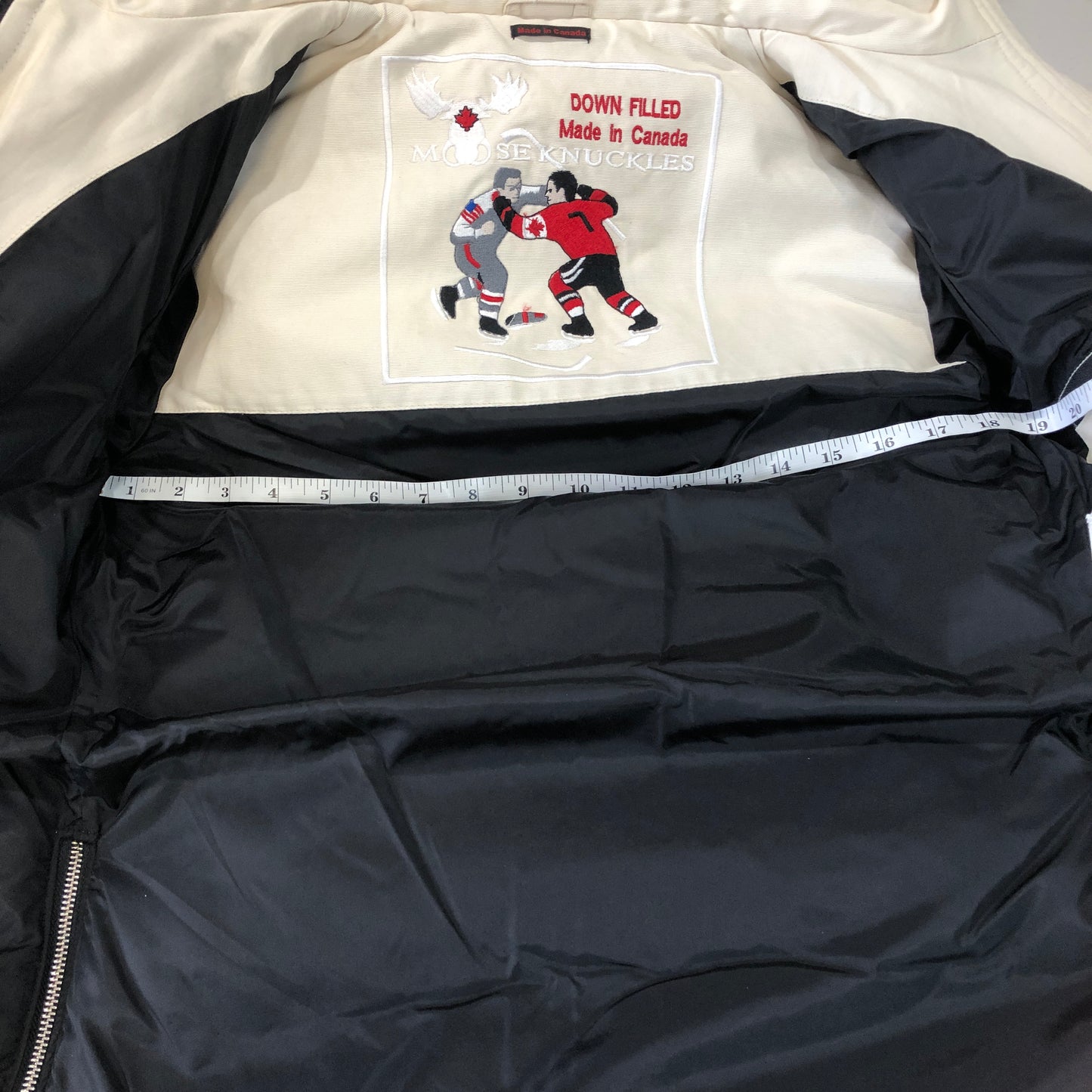 Moose Knuckles Cream Down Puffer Jacket with Fur Hood Size XS