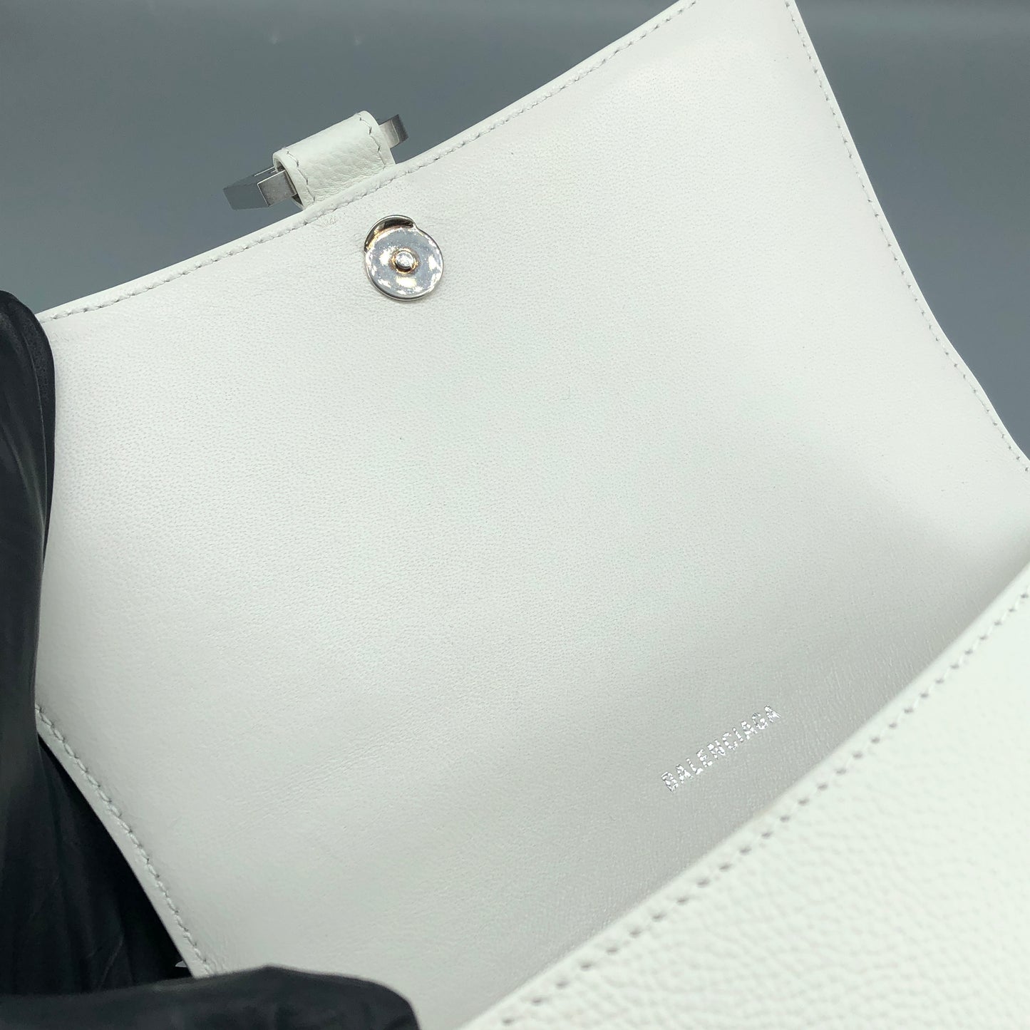 Balenciaga Hourglass Small Top Handle Bag White Smooth Calfskin