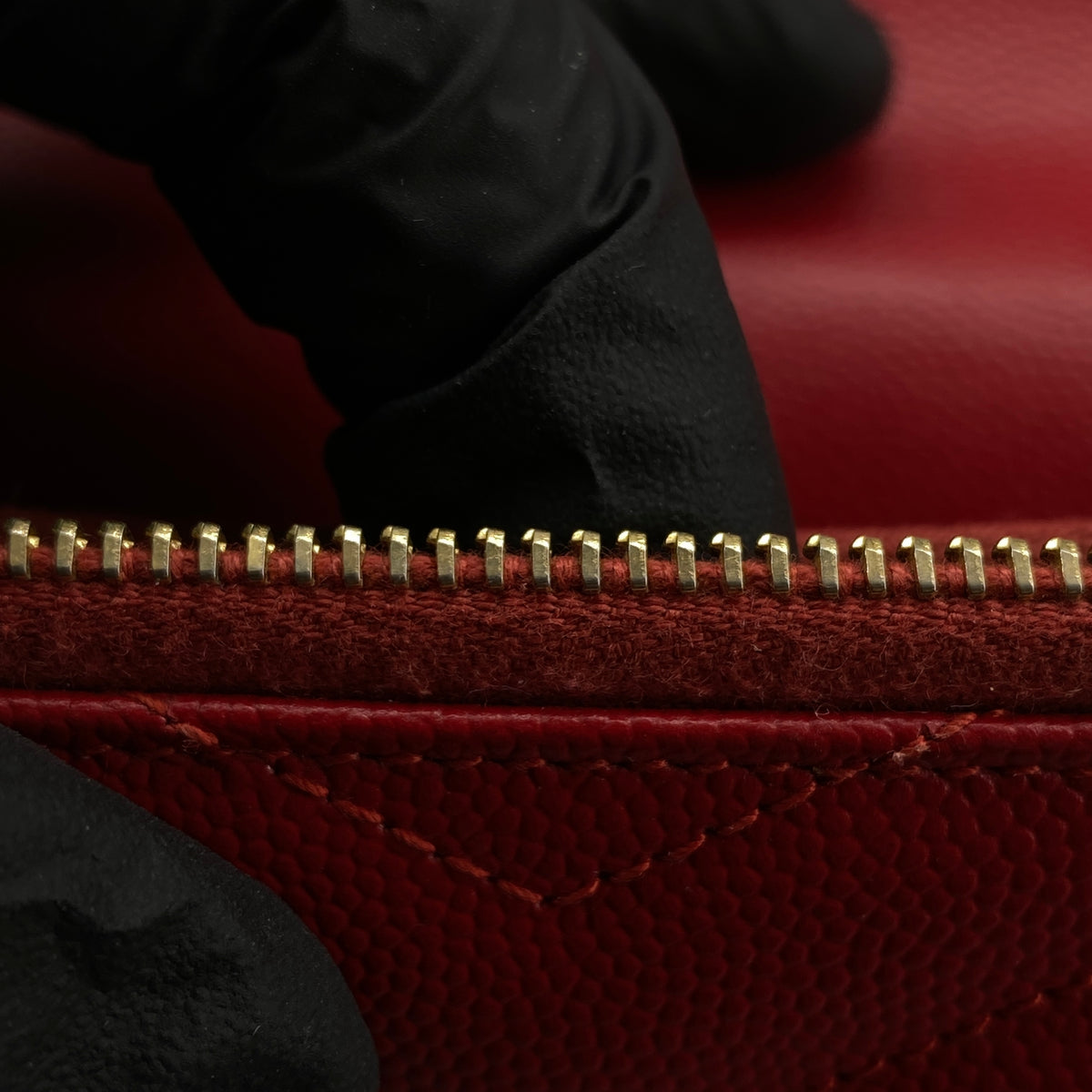 Saint Laurent Matelasse Chevron  Envelope Chain Wallet New Red