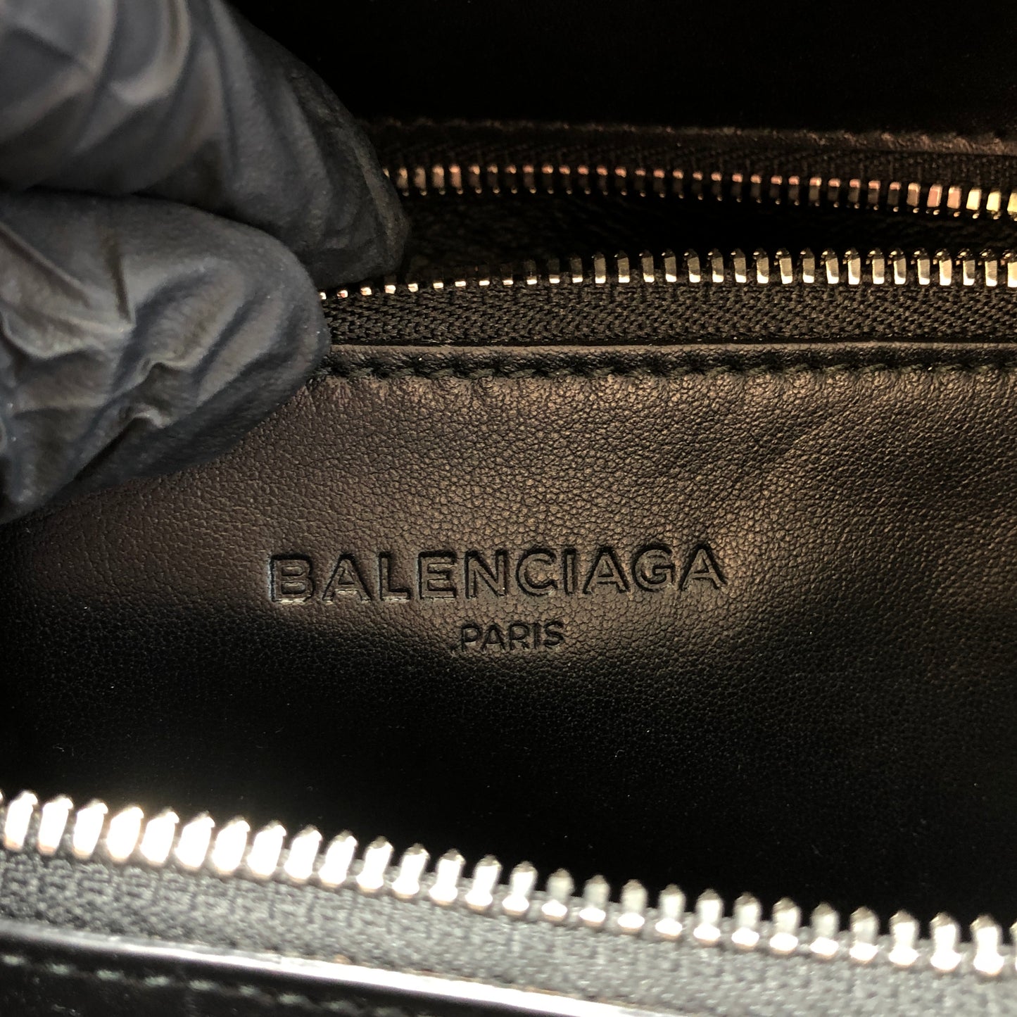 Balenciaga Black Cable Shopper tote Croc-Embossed Metal Top Handle