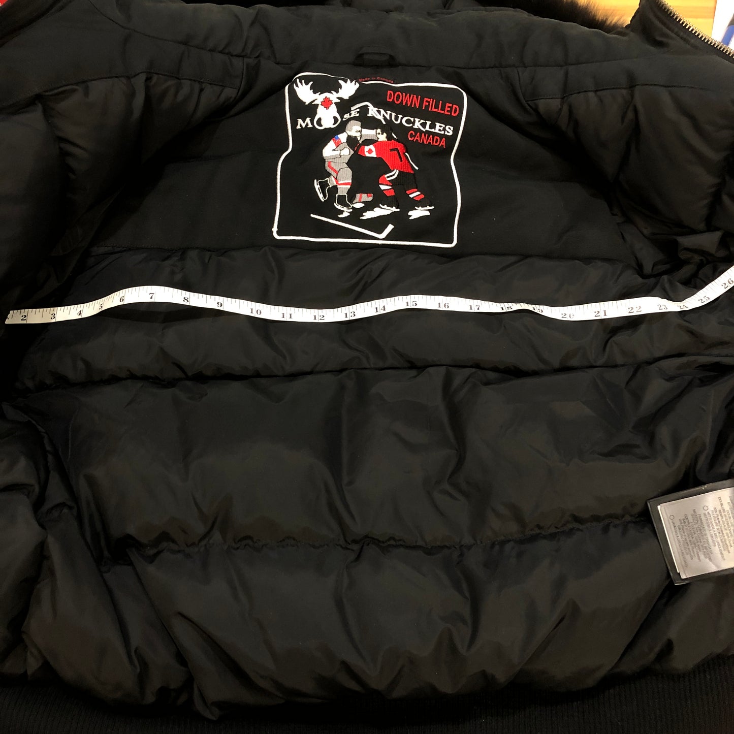 Moose Knuckles Fur-Trimmed Bomber Jacket Size L Black