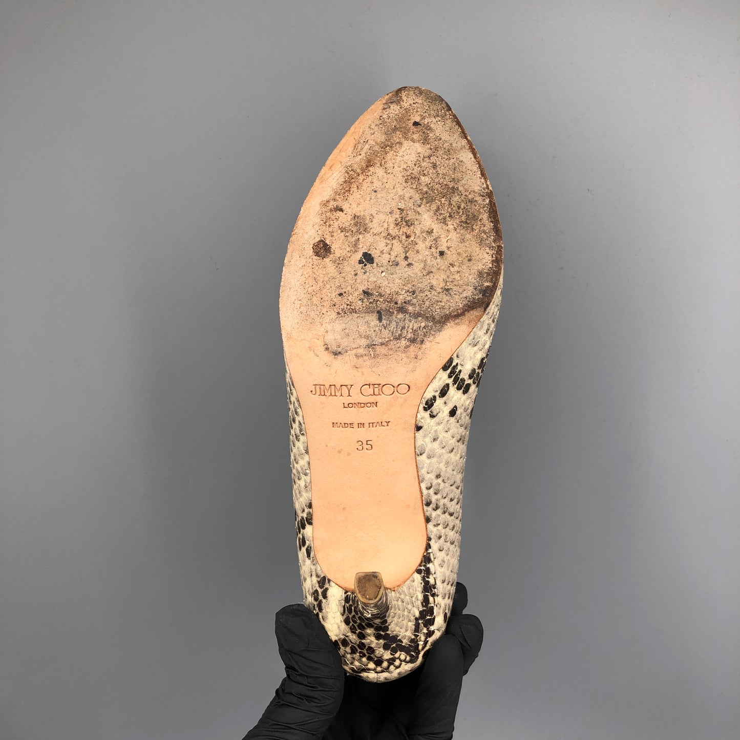 Jimmy Choo Genuine Snake Skin Pointed Stiletto Pumps 35