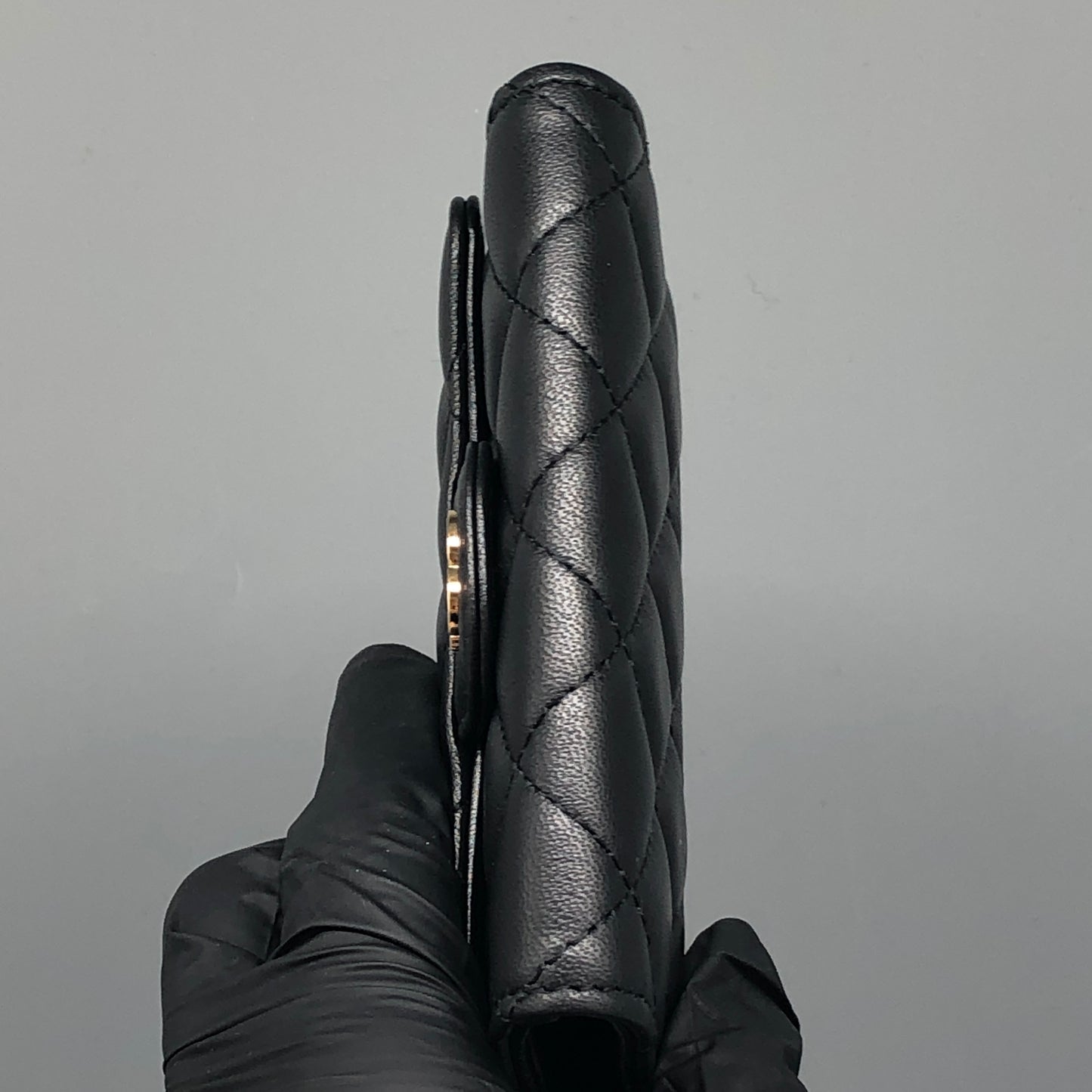 Chanel Black Quilted Lambskin Compact Wallet