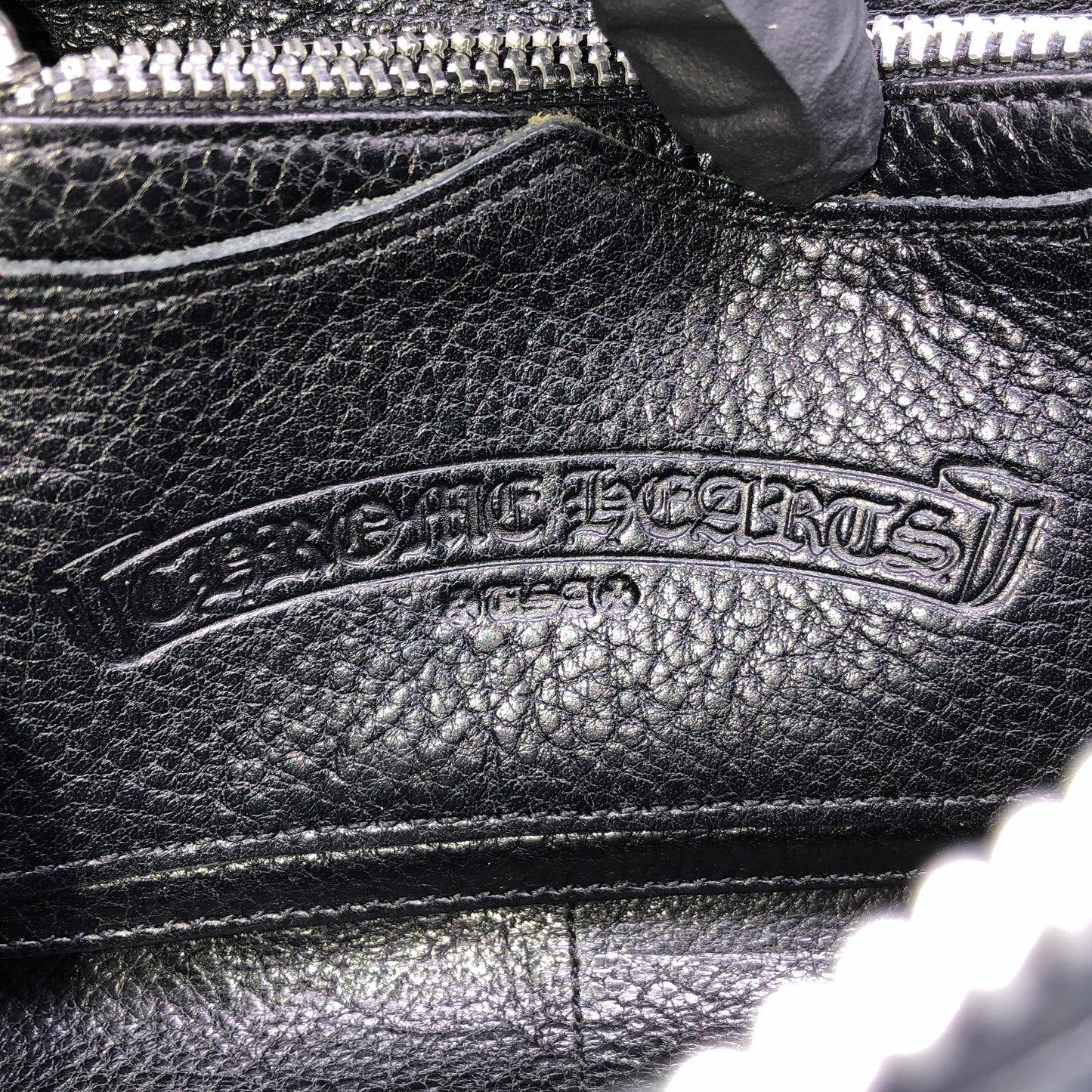 Chrome Hearts Black Leather Zip Around Long Wallet