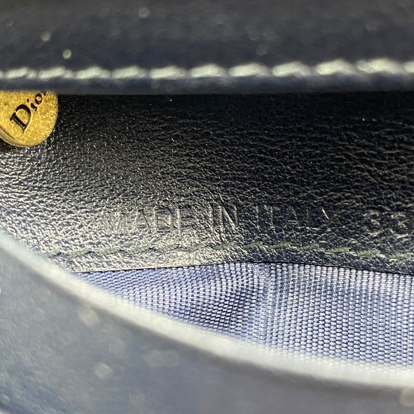 Christian Dior Oblique Saddle Compact Wallet Navy/Grey