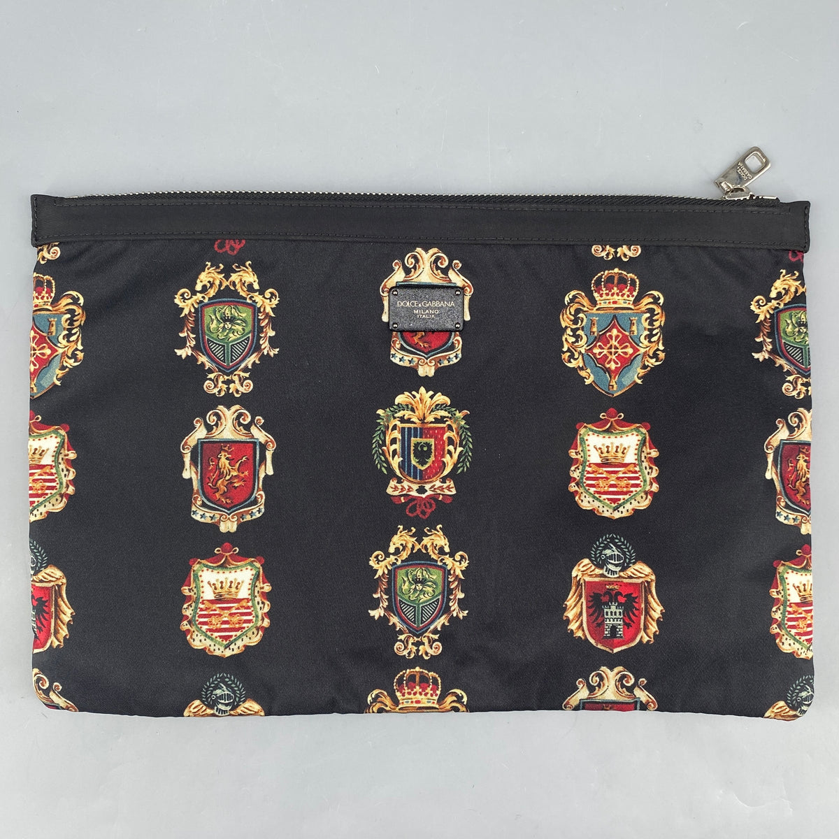 Dolce&Gabbana Black Heraldic Print Clutch Pouch