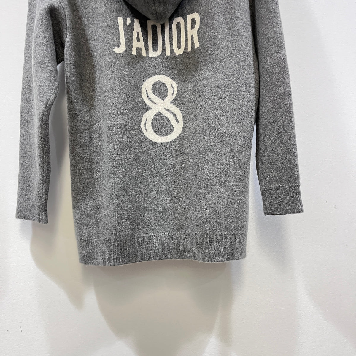 Christian Dior Grey J'ADIOR 8 Print Longline Hooded Knit Pullover US size 6