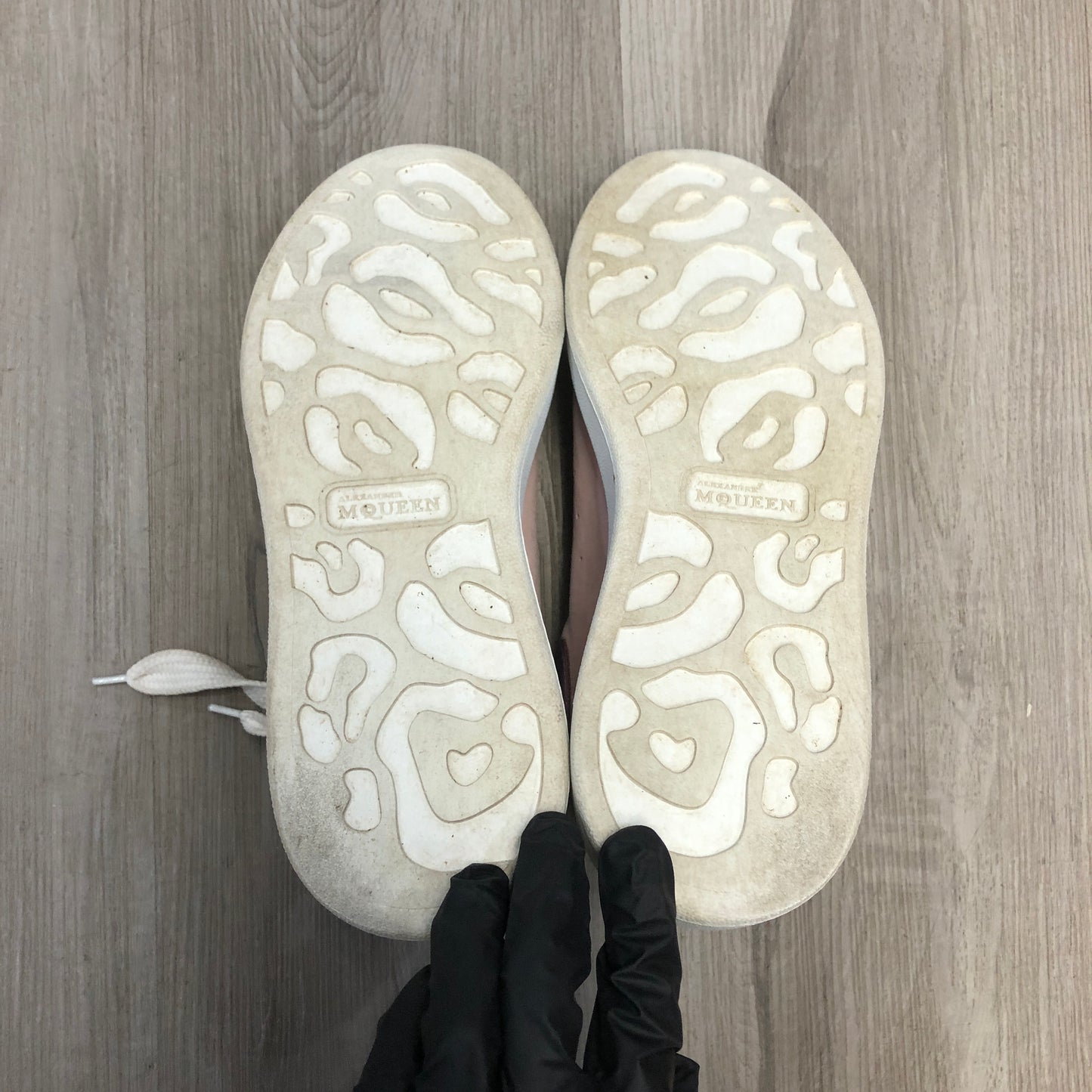 Alexander McQueen Women's Oversized Platform Leather Sneaker Shoes 37 Pink White