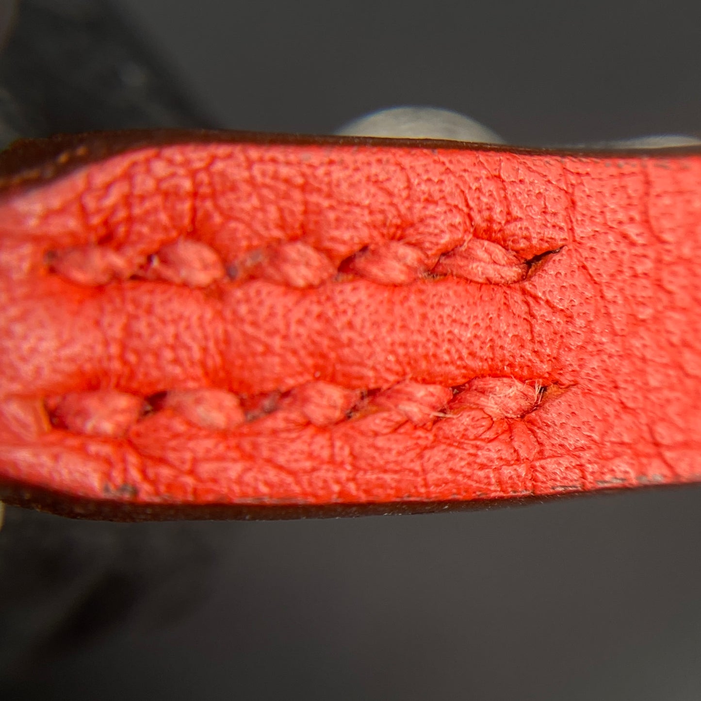 Hermes Reddy-Orange Leather Rivet Ring Bracelet
