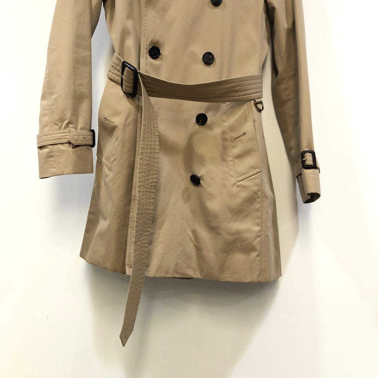 Burberry Tan Double Breasted Mid-Length Trench Coat Size 4