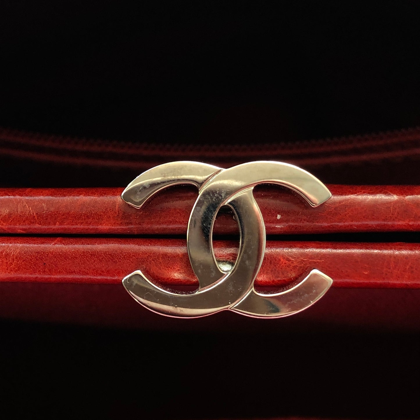 Chanel Just Mademoiselle Quilted Patent Leather Bowling Shoulder Bag Cherry Red