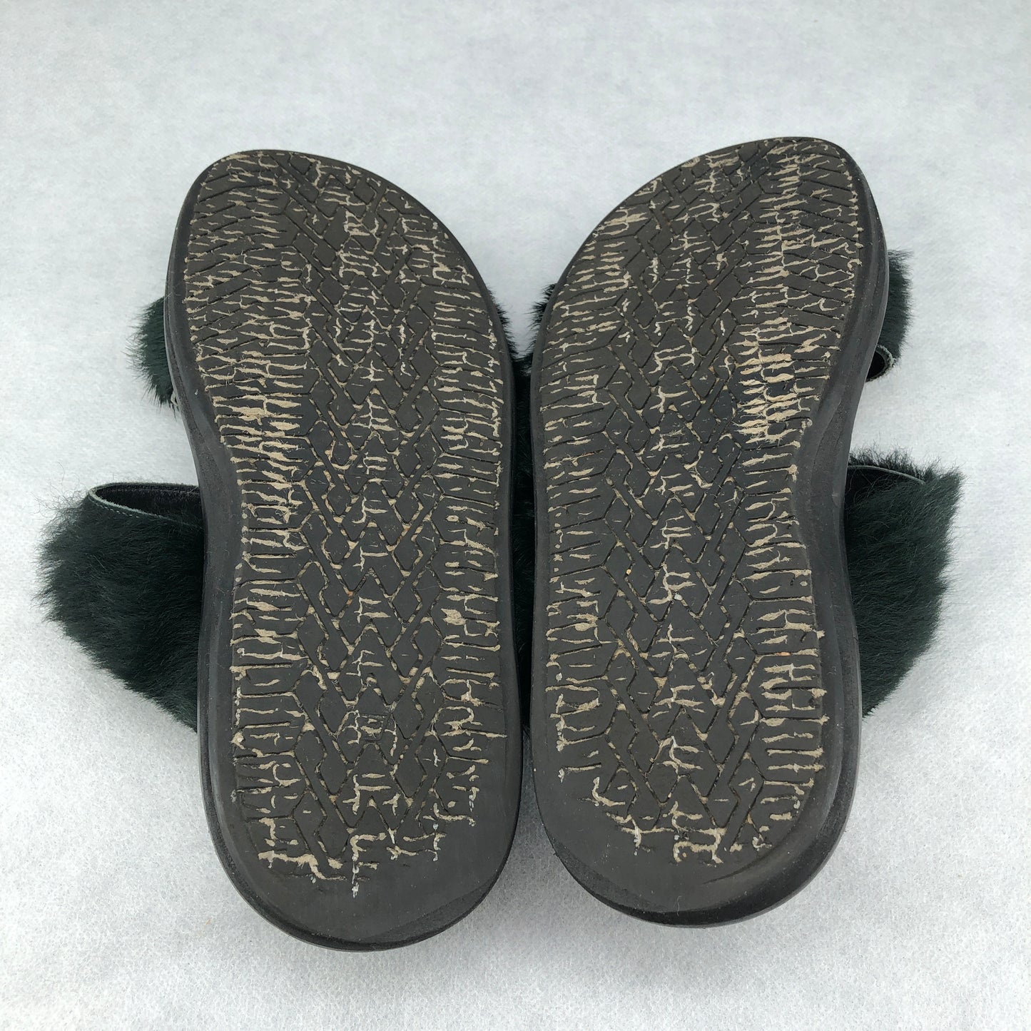 Marni Women's Fussbett Shearling Sandals 37 Green/Black