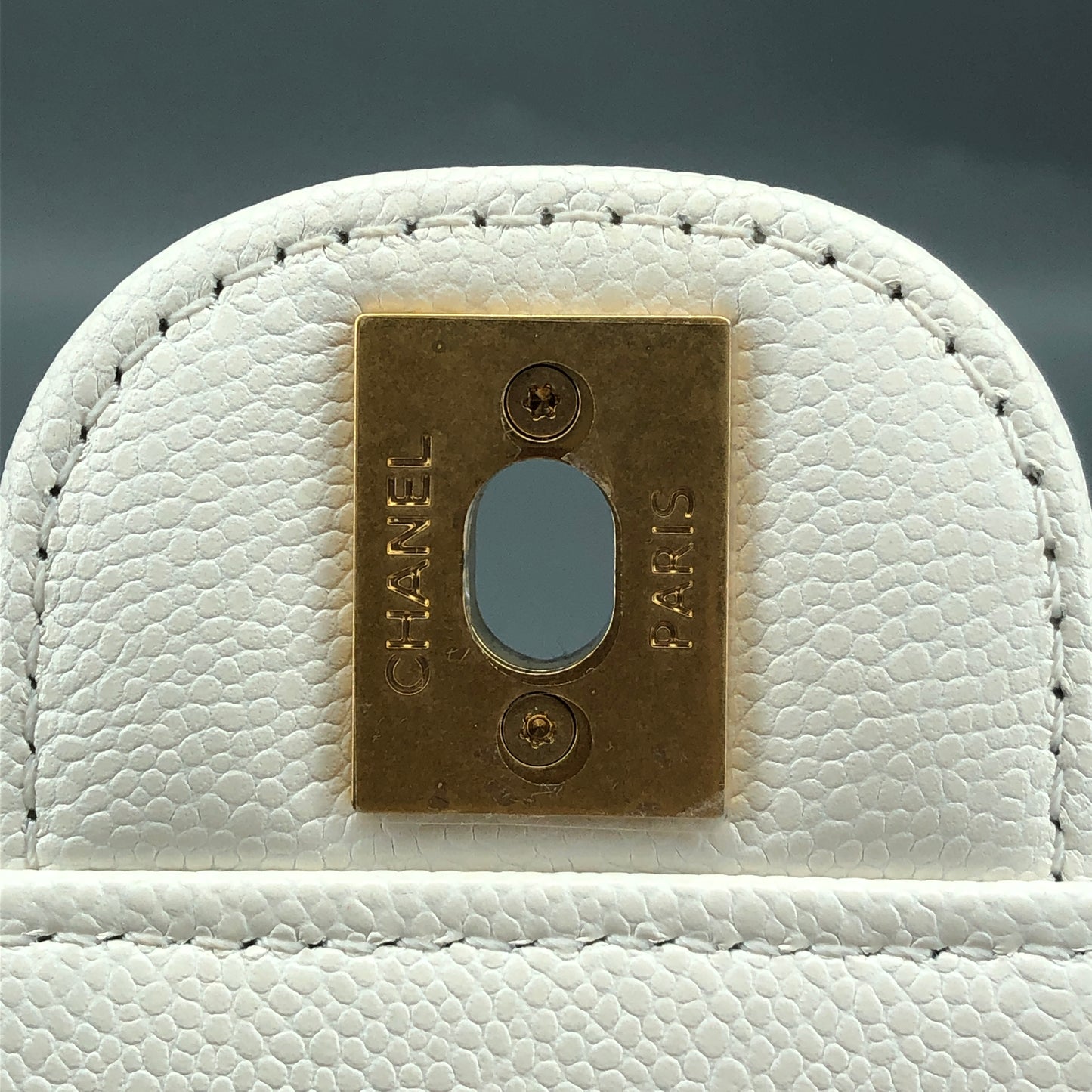 Chanel Mini Quilted Caviar Leather Flap Bag with Chain Top Handle