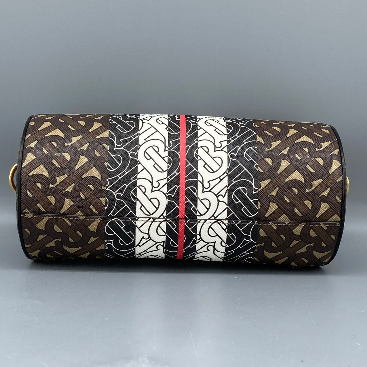Burberry Brown Monogram Stripe Cylinder Crossbody Bag