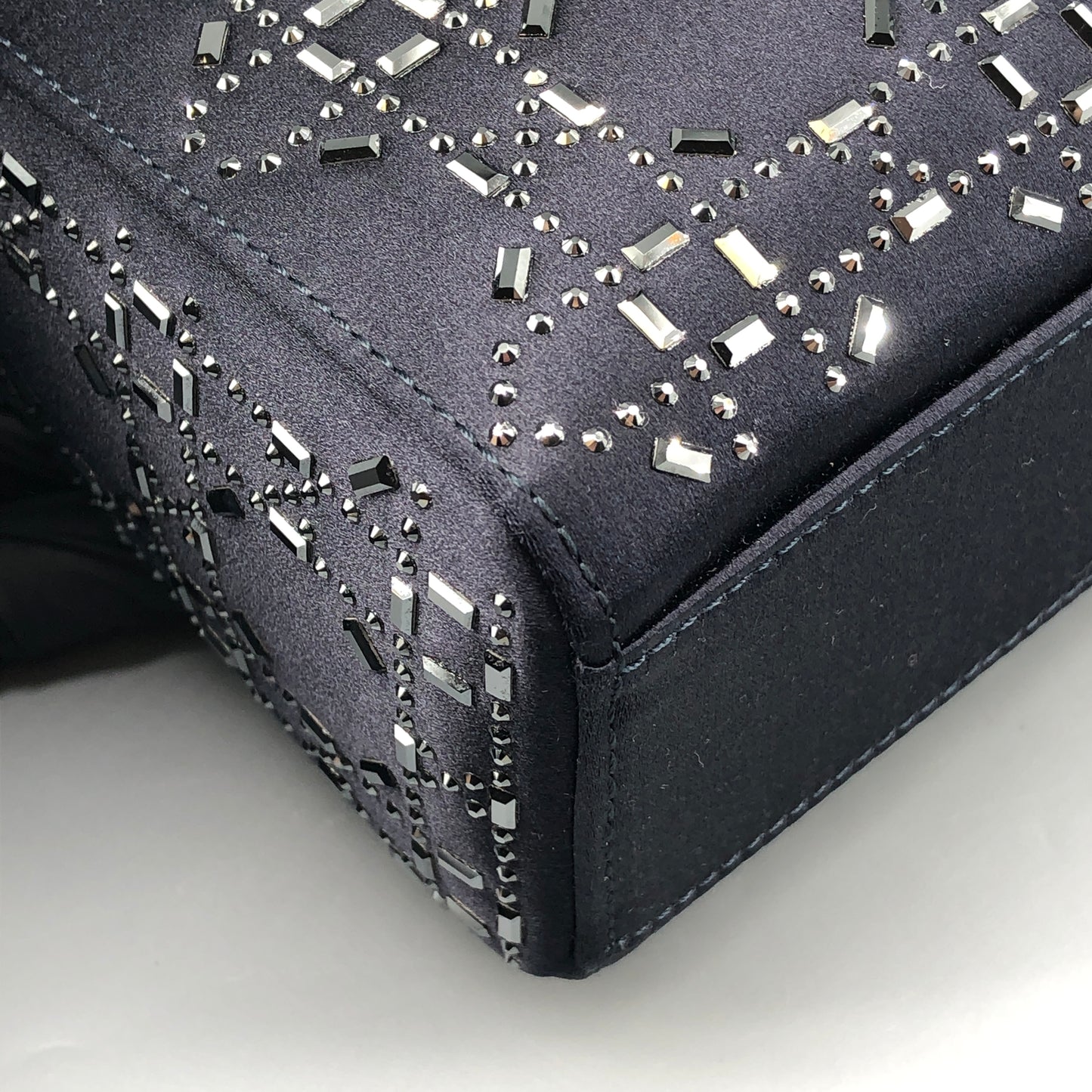 Christian Dior Lady Dior Mini Navy Cannage Satin with Crystals