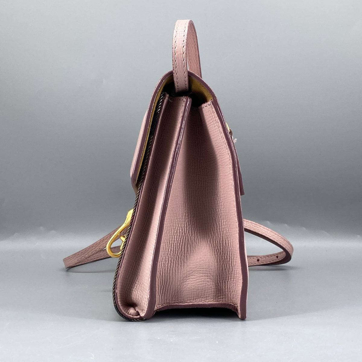 Burberry Derby Calfskin House Check Small Macken Crossbody Bag Pale Orchid