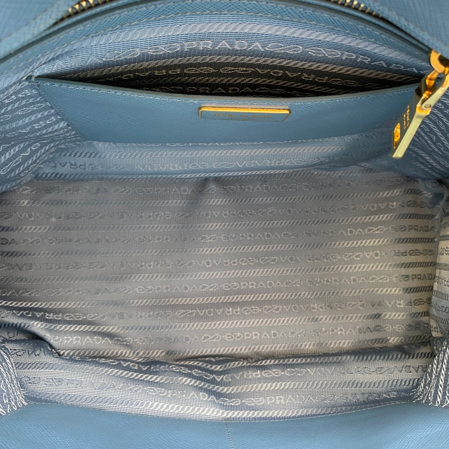 Prada Medium Blue Saffiano Galleria Handbag