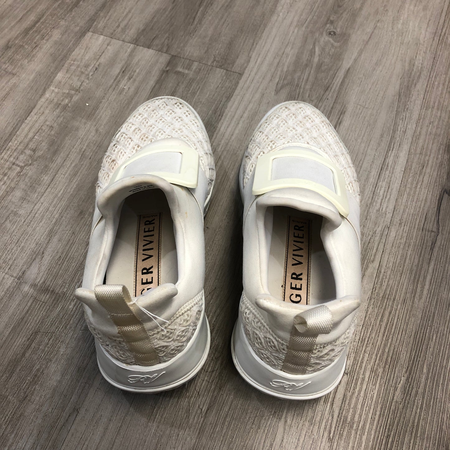Roger Vivier Women's Strass Buckle Mesh Slip-On Sneaker Shoes 36 White