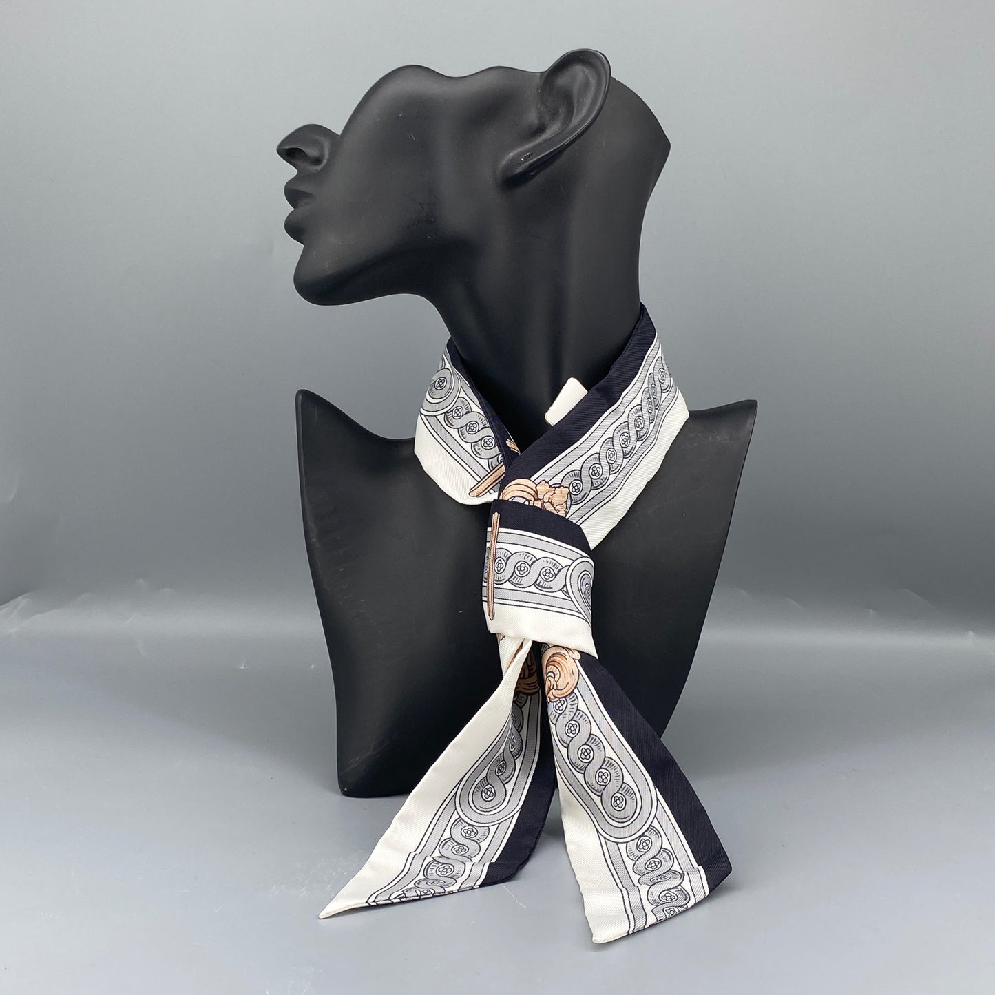 Hermes Black Multi‑Color Silk Twilly Scarf
