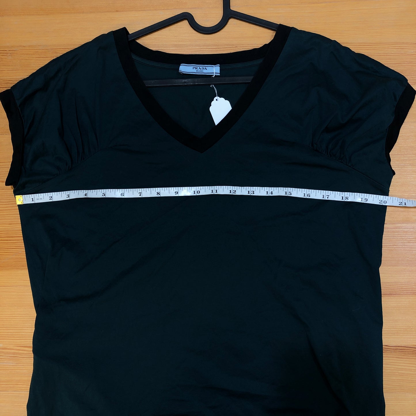 Prada Deep Teal V-neck Short Sleeve T-shirt Size M