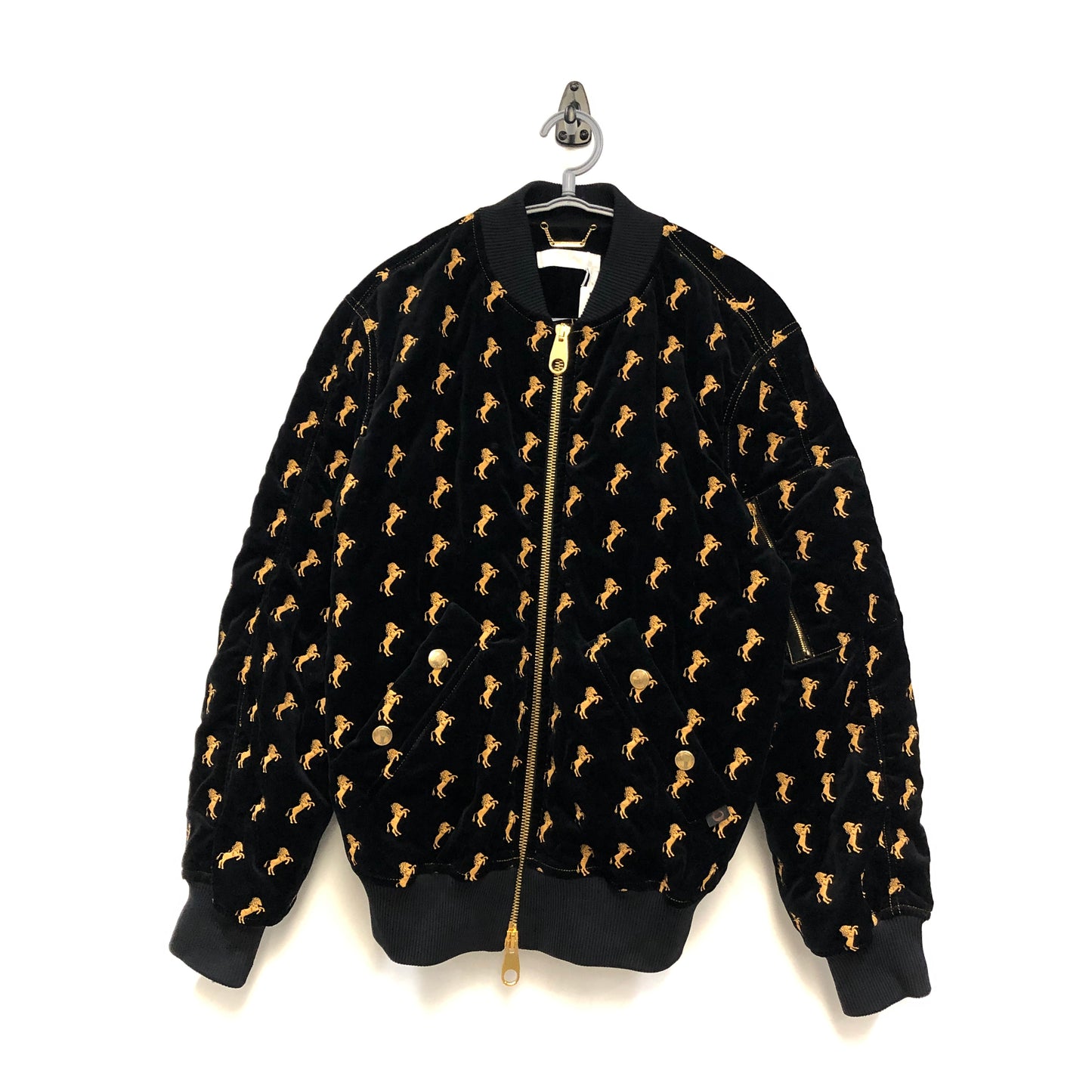 Chloe Black Allover Print Zip-up Bomber Jacket Size 34