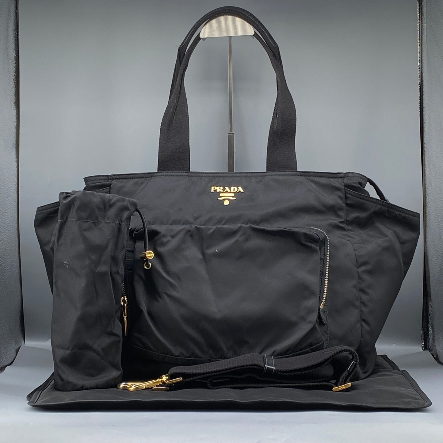 Prada Black Nylon Large Travel Tote Handbag