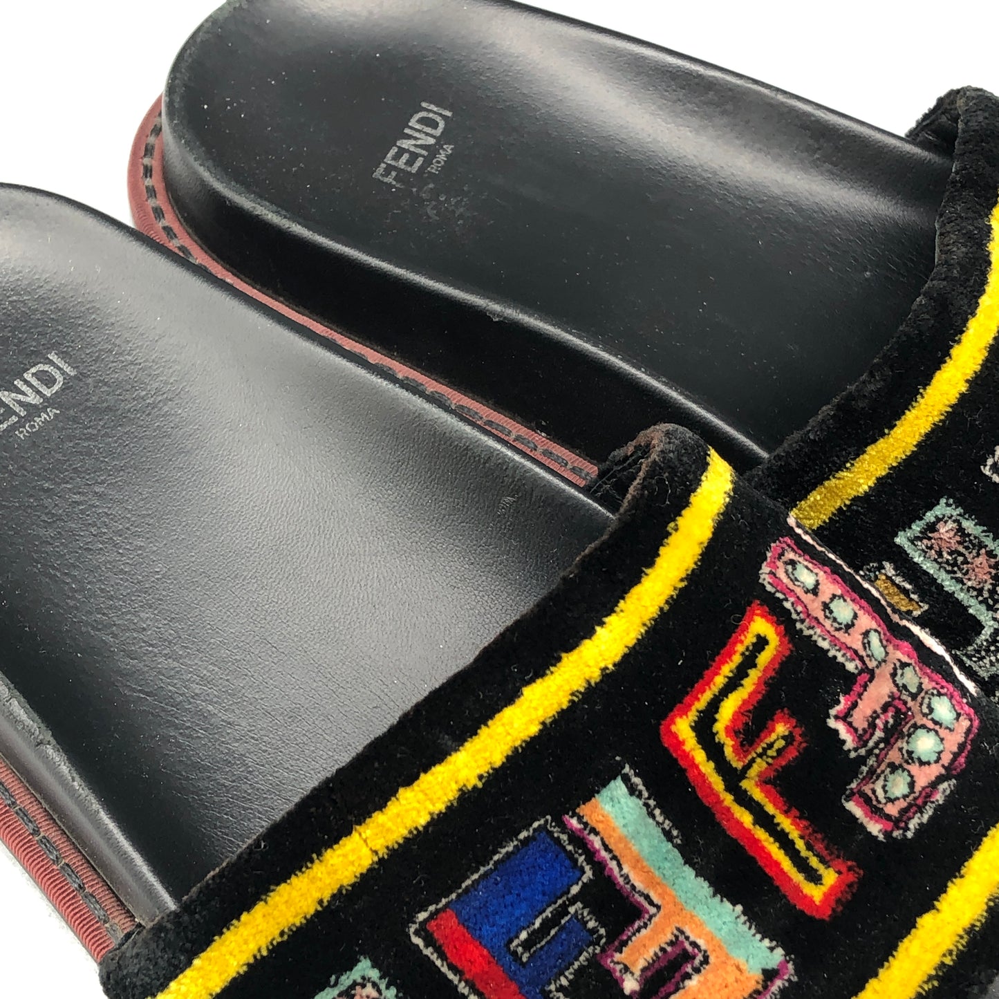 Fendi FF Logo Slides Women's Size 38.5 Black