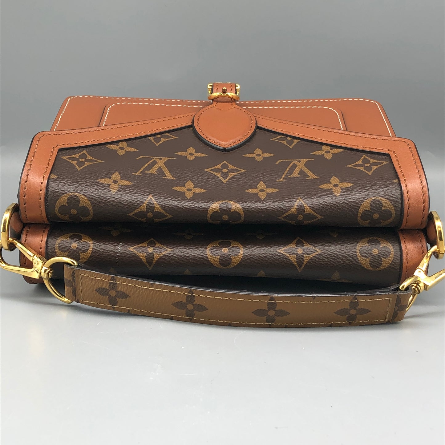 Louis Vuitton Monogram & Leather Biface Crossbody Bag Brown