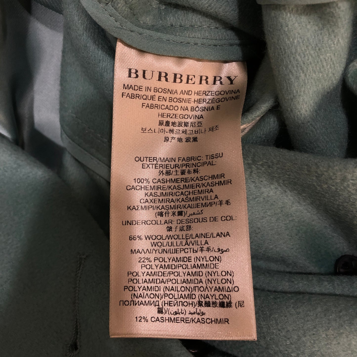 Burberry The Sandringham Tiffany Blue Cotton Trench Coat Size UK 6