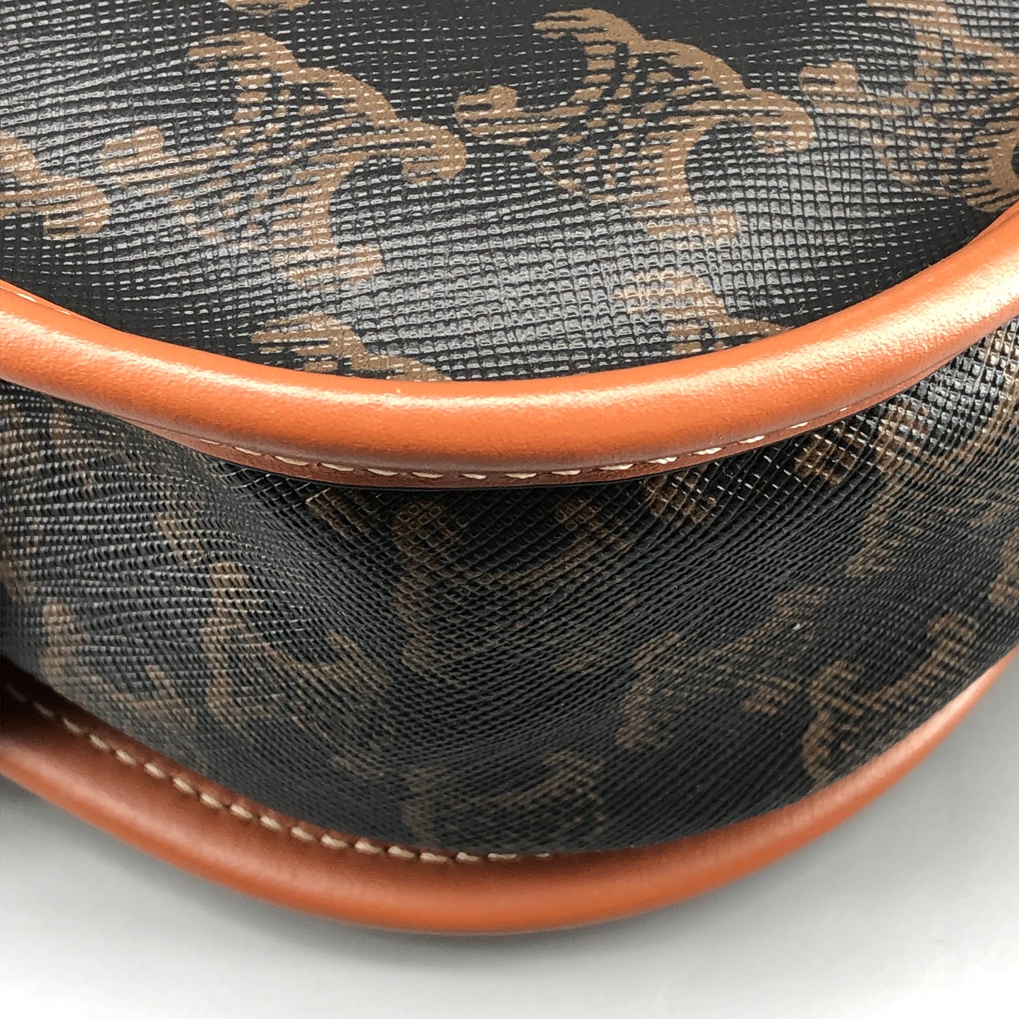 Celine Triomphe Canvas Medium Folco Crossbody Bag Dark Brown