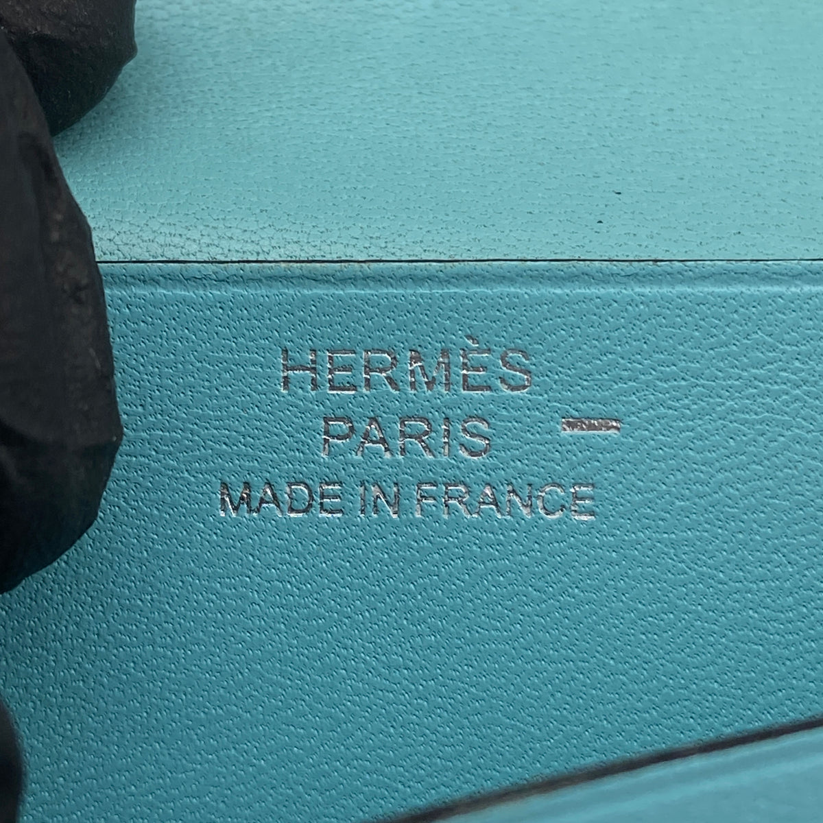 Hermes Bearn Compact card holder Tiffany Blue with Lizard leather strap