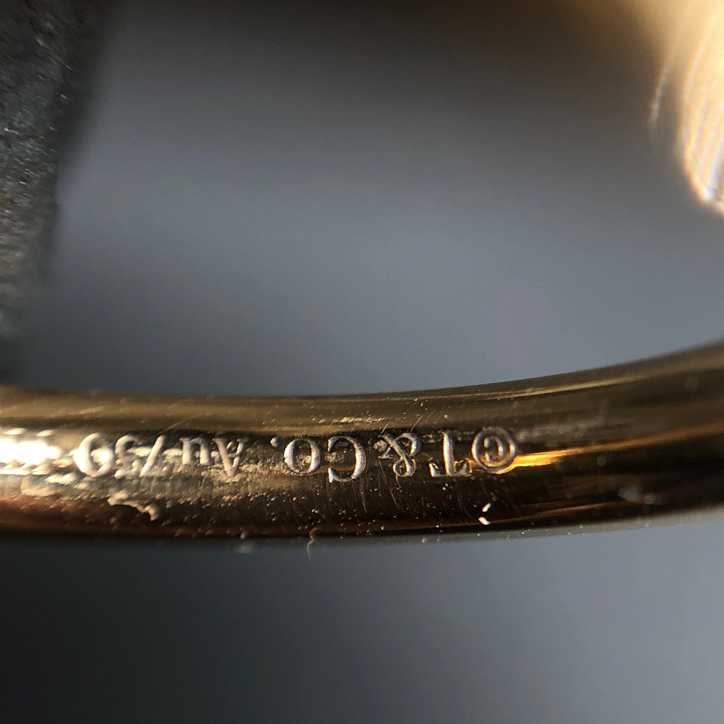 Tiffany & Co. 18K Gold T Tapered Band Ring Size 56mm AU750