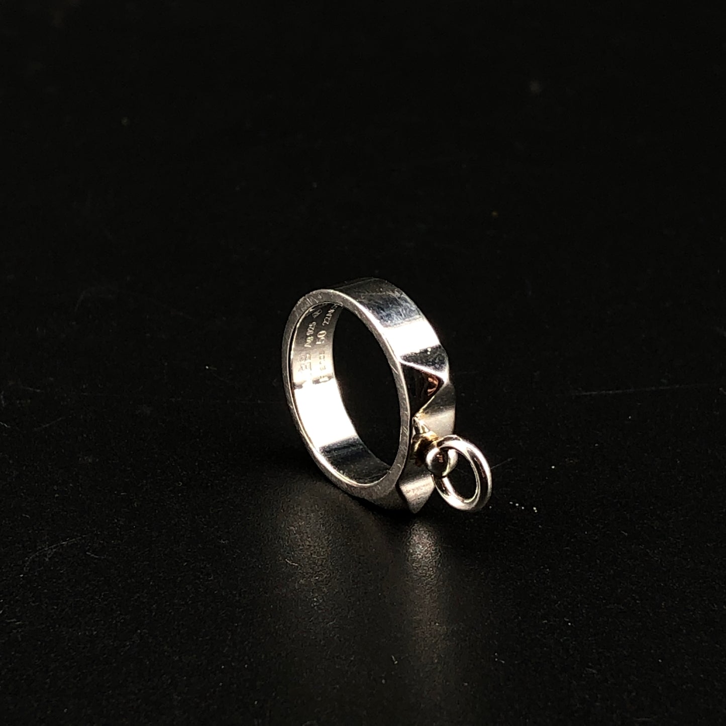 Hermes 925 Silver Mini Chaine d'Ancre Ring Size 50mm