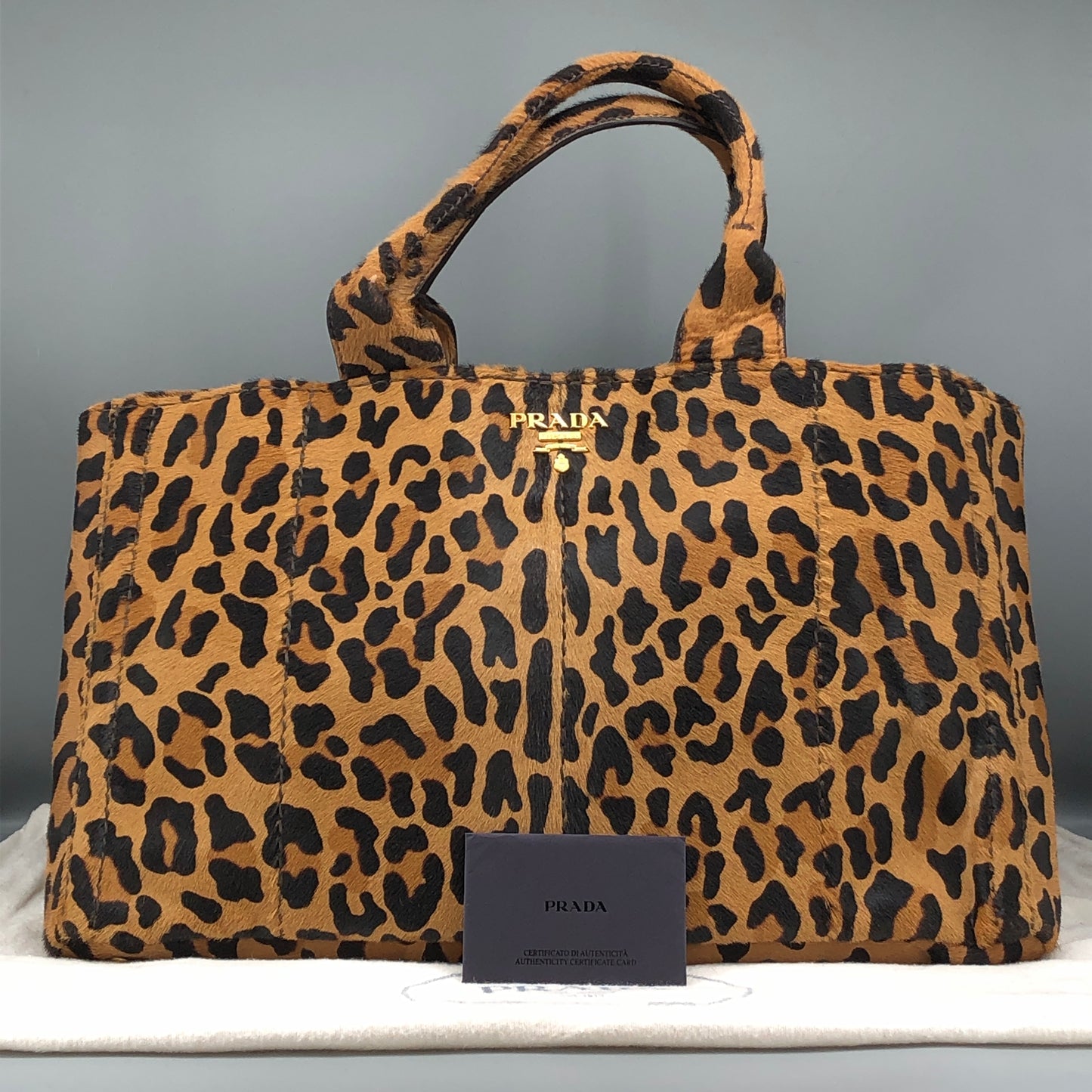 Prada Cavallino Calf Hair Tote Bag Leopard Print