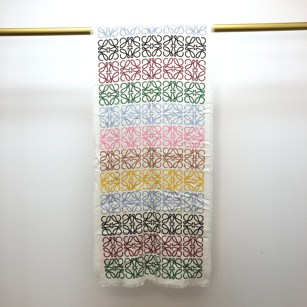 Loewe Beige Multi-Color Anagram Logo Scarf 194*42 cm