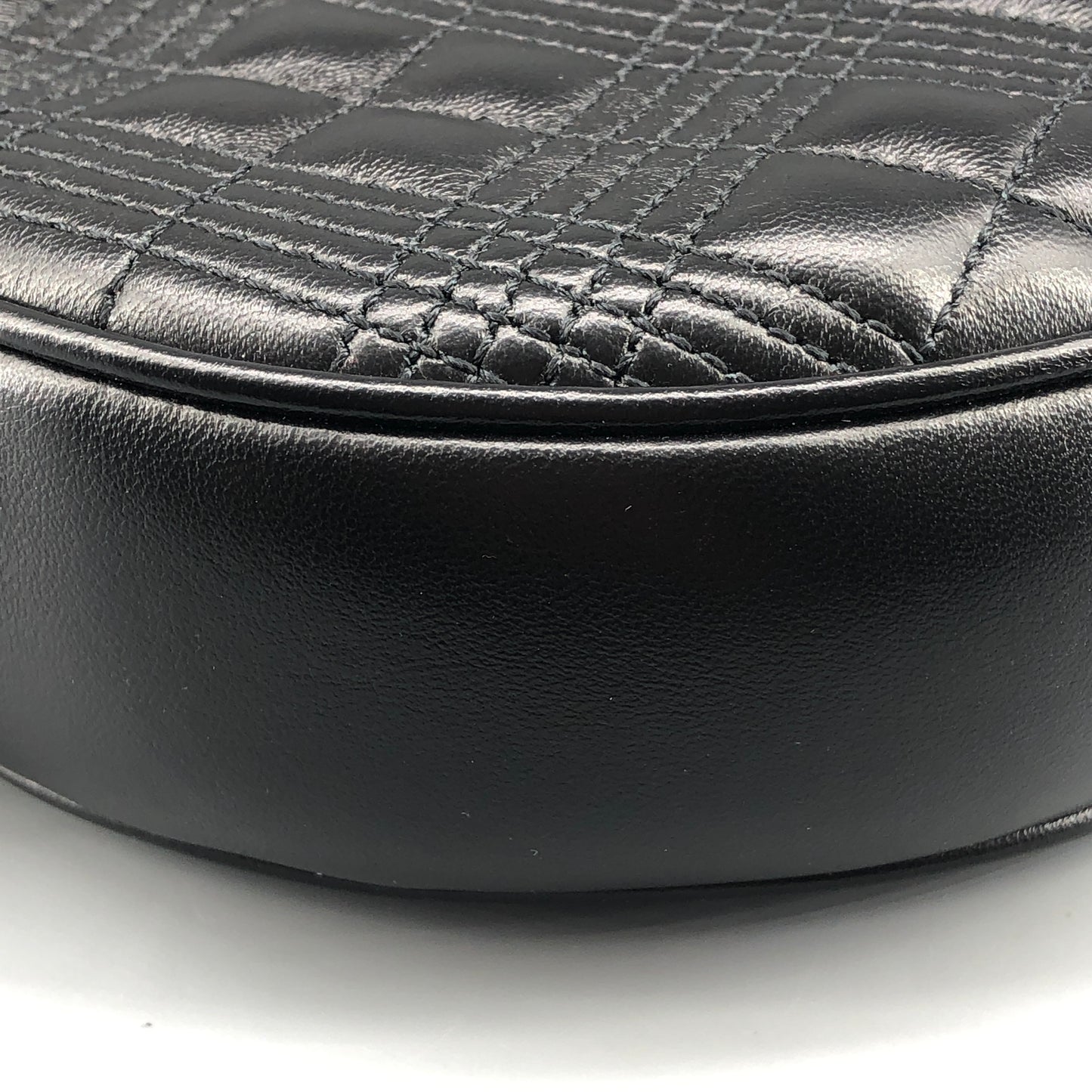 Burberry Quilted TB Leather Round Crossbody Bag Black