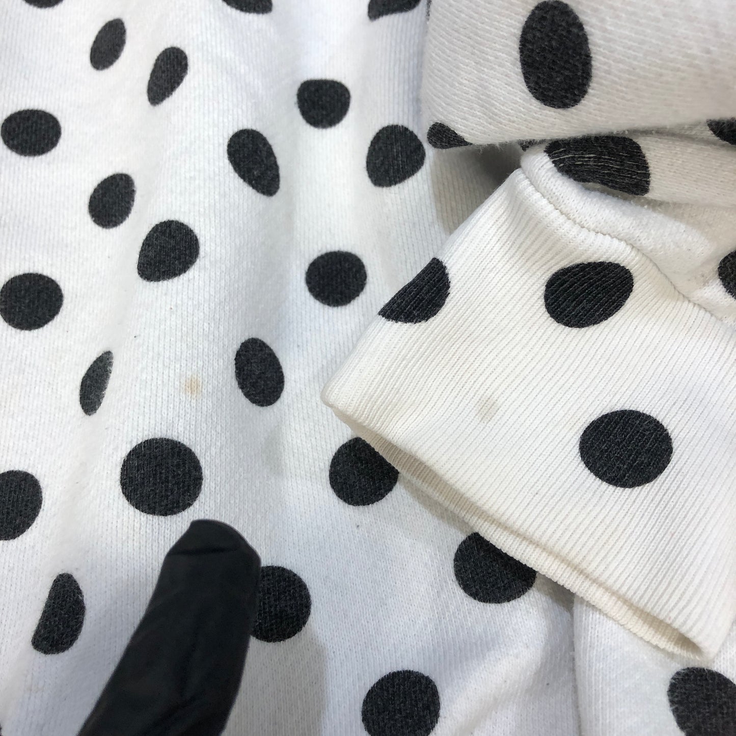 Gucci White Polka Dot Web Logo Crewneck Sweatshirt Size XS
