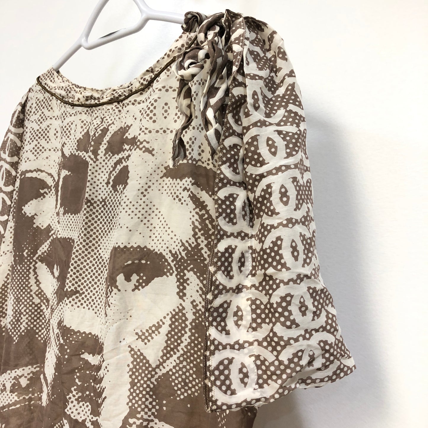 Chanel Cream/Brown Lion Print Top Size 42