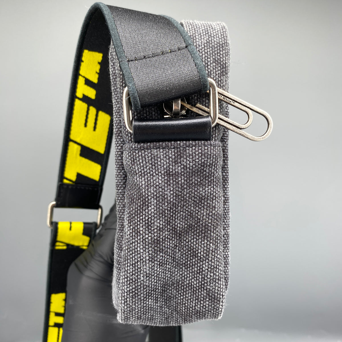 Off-White Grey Canvas Crossbody Camera Bag