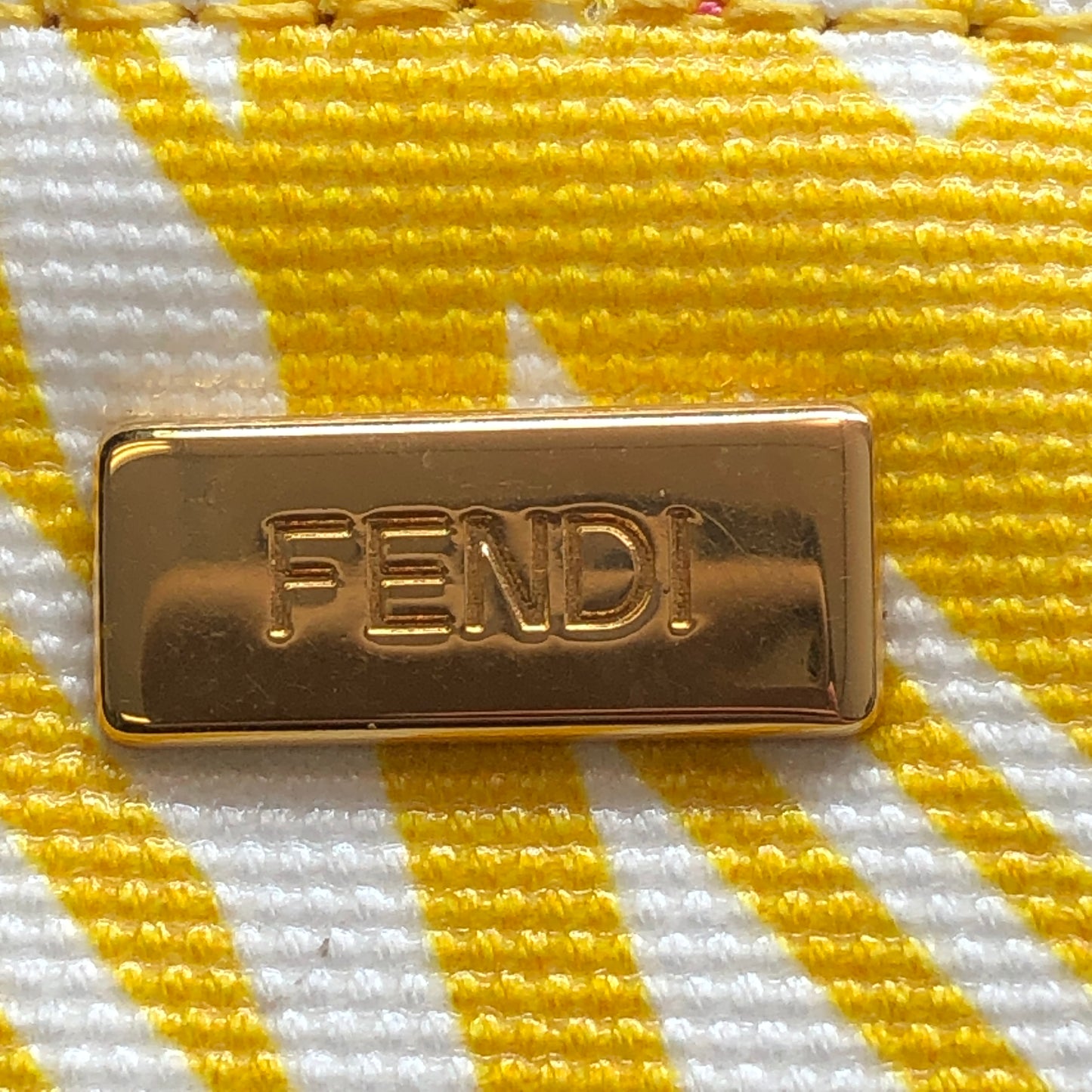 Fendi FF Vertigo Print Leather Baguette Shoulder Bag Yellow