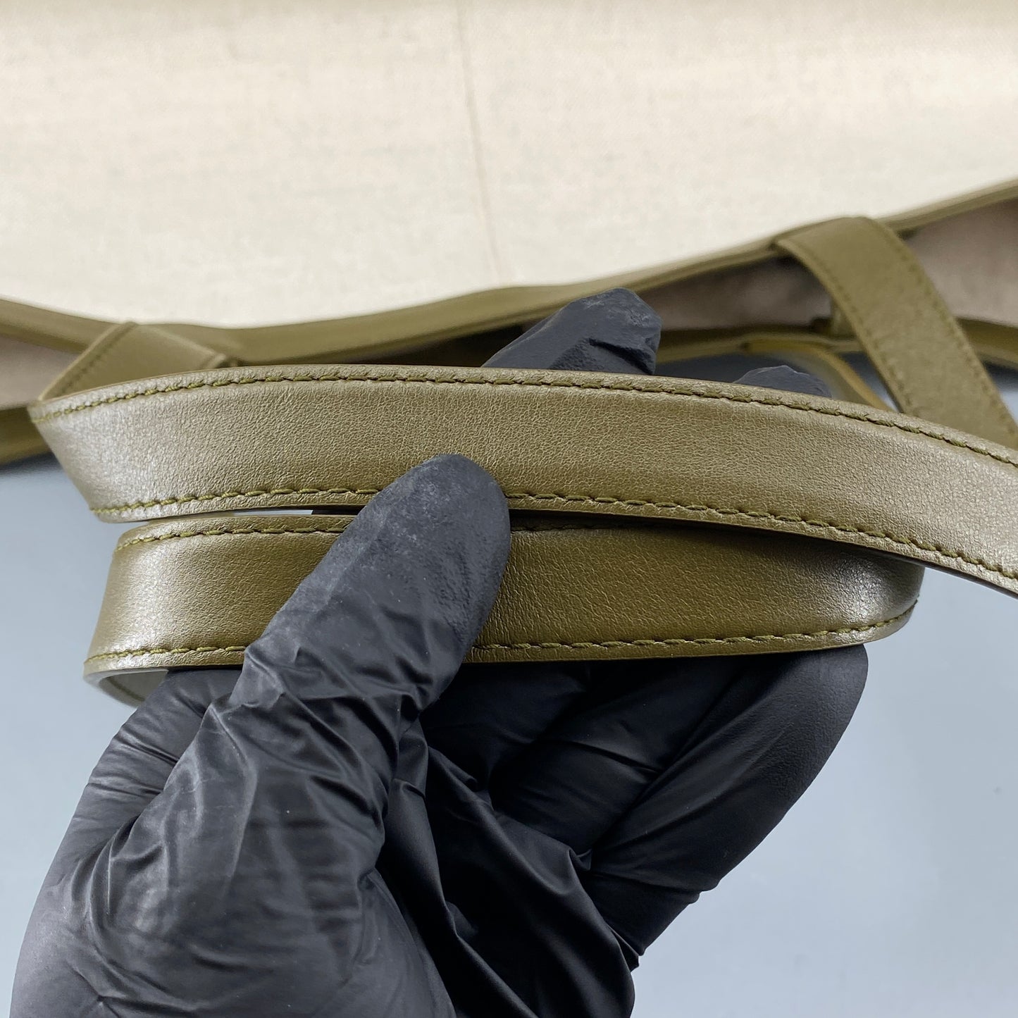 Bottega Veneta Olive Canvas Intrecciato Leather Tote Bag