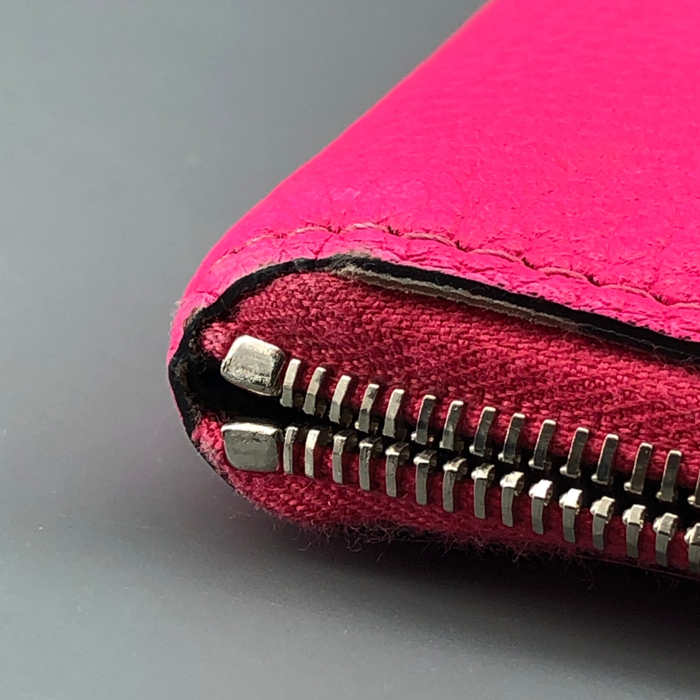 Celine Hot Pink Grained Leather Zip-Around Long Wallet