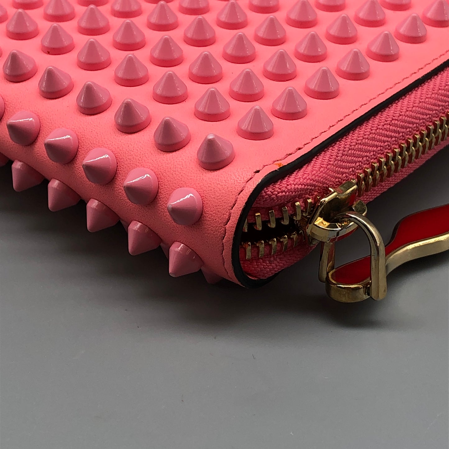 Christian Louboutin Pink Leather Spiked Wallet
