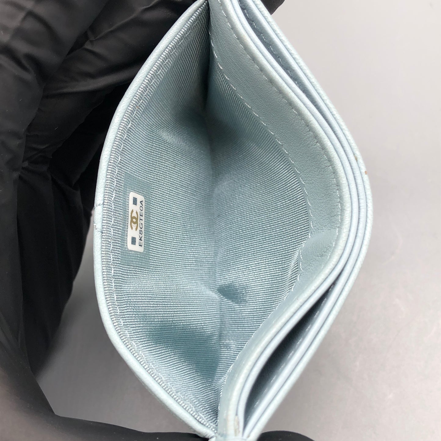 Chanel Light Blue Quilted Card Holder