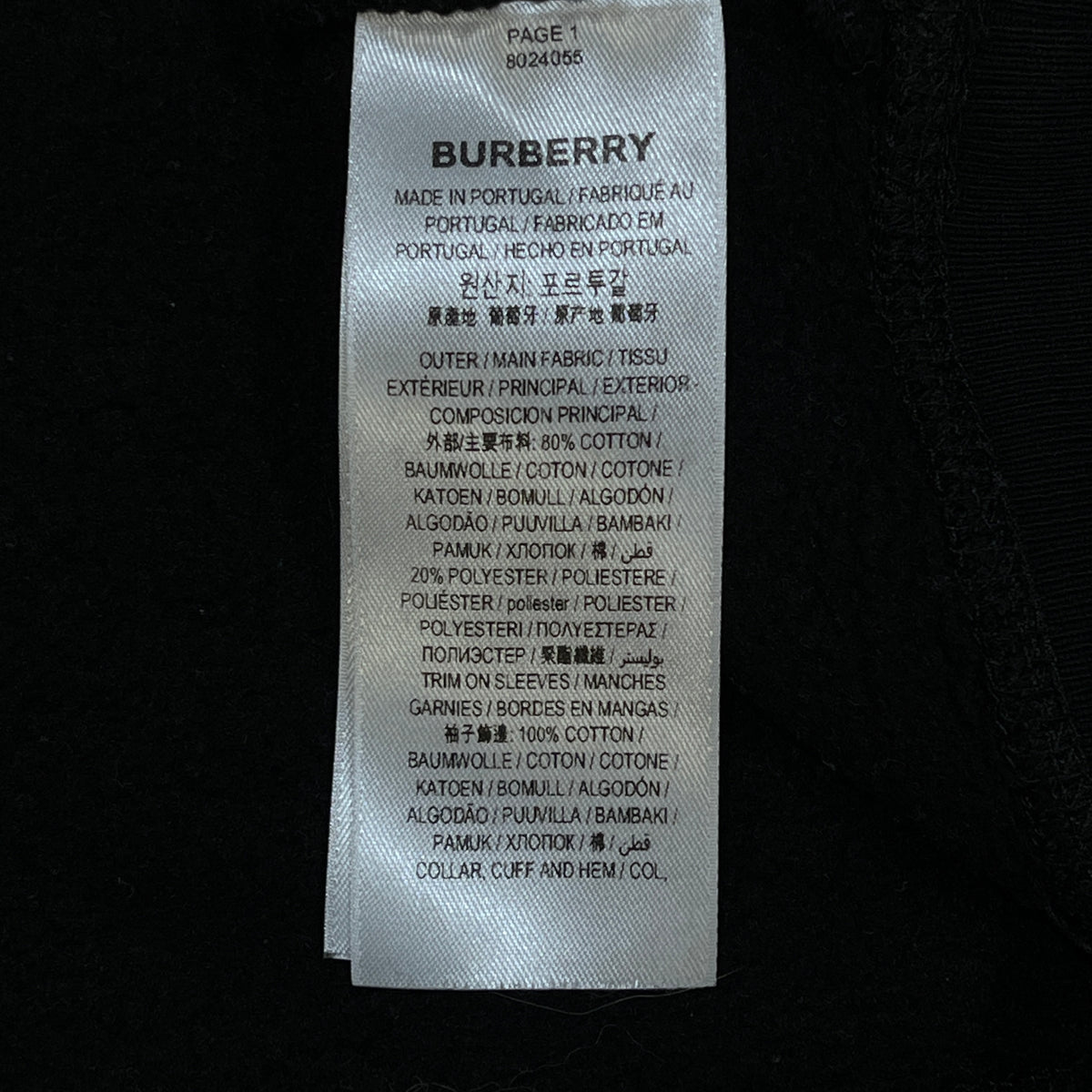 Burberry Black Crew Neck Sweatshirt Size L